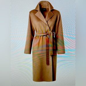 Akris Double-face Cashmere wrap coat with belted waist
